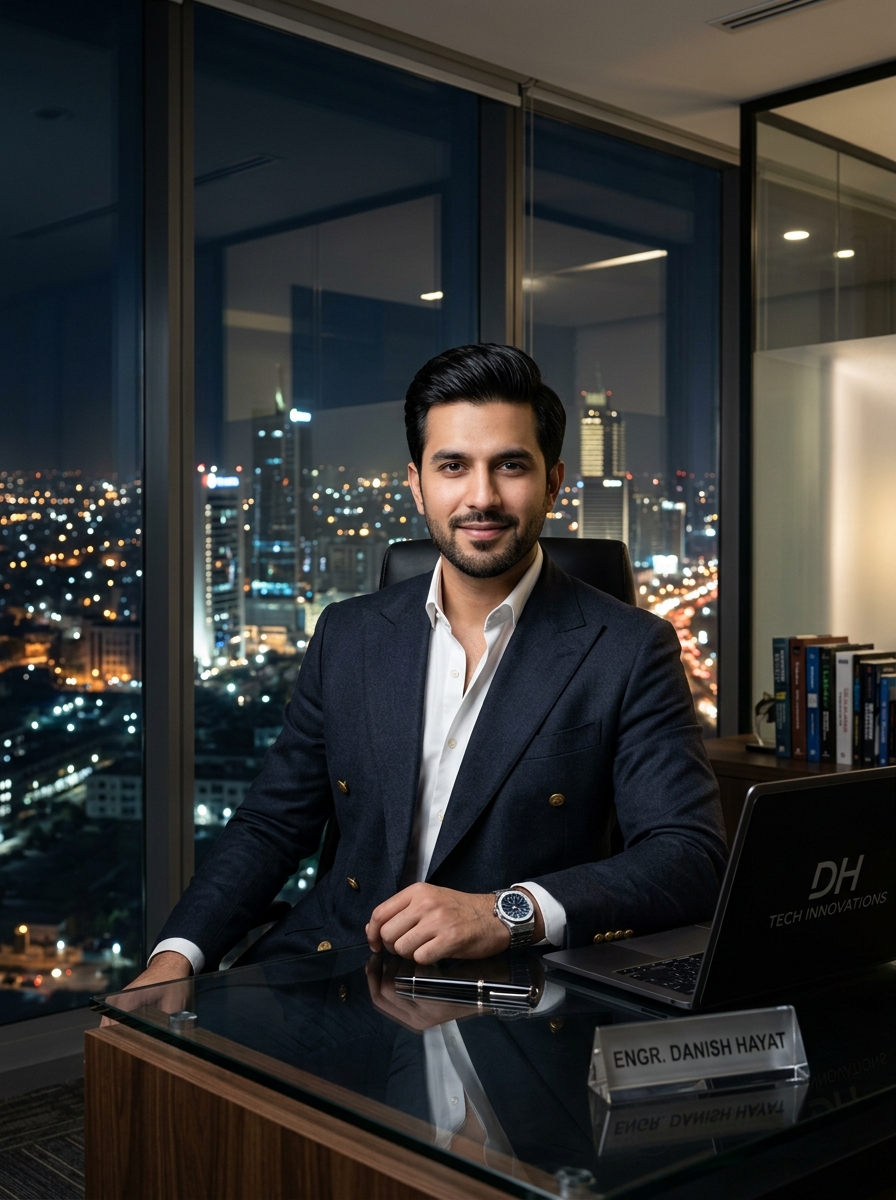 Professional portrait of Engr. Danish Hayat, Head of Engineering & Business Operations at Precise Realtors & Builders.